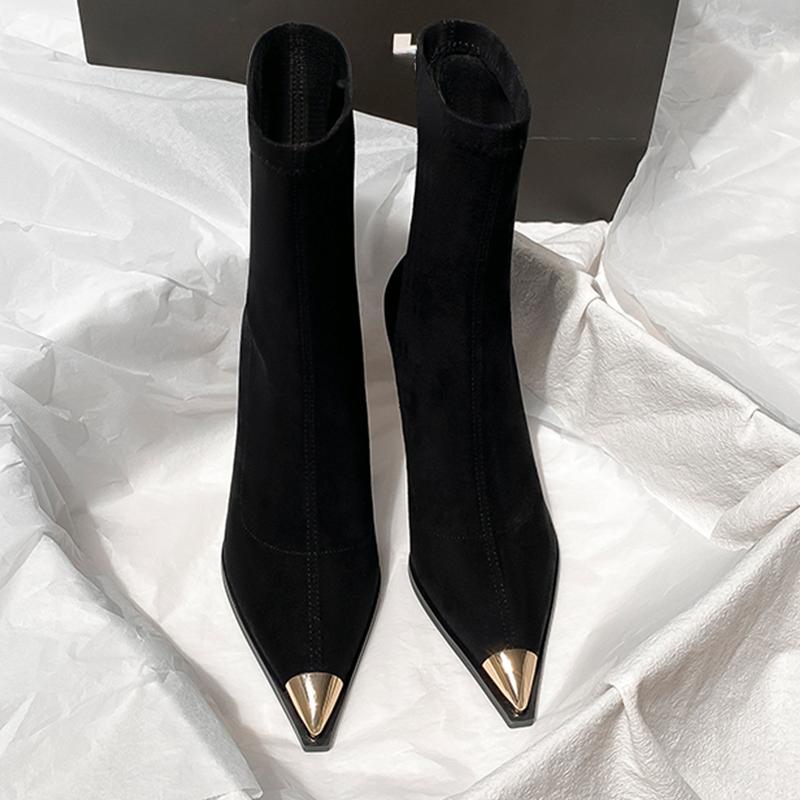 

Sexy High Heels Ankle Women s Boots Elegant Pointed Toe Shoes Fashion Luxury Winter Boots Pumps Gothic Mujer Botas 39