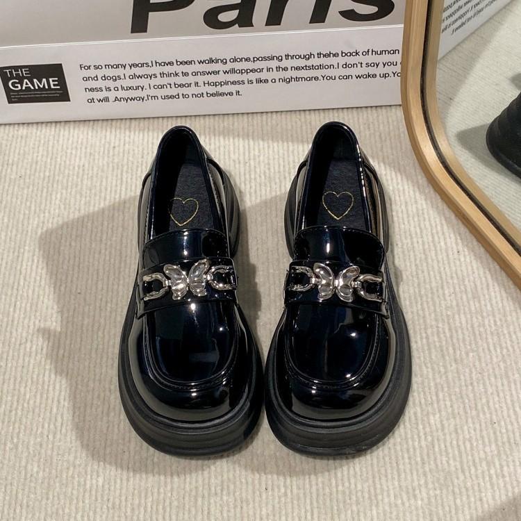 British Style Small Leather Shoes Women's Single Shoes 2025 Summer New Platform Black Muffin Loafers Jk Mary Jane Shoes