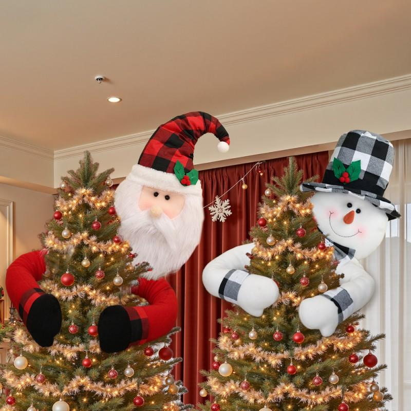 Christmas Tree Topper Star Santa Snowman Cartoon Xmas Home Decoration