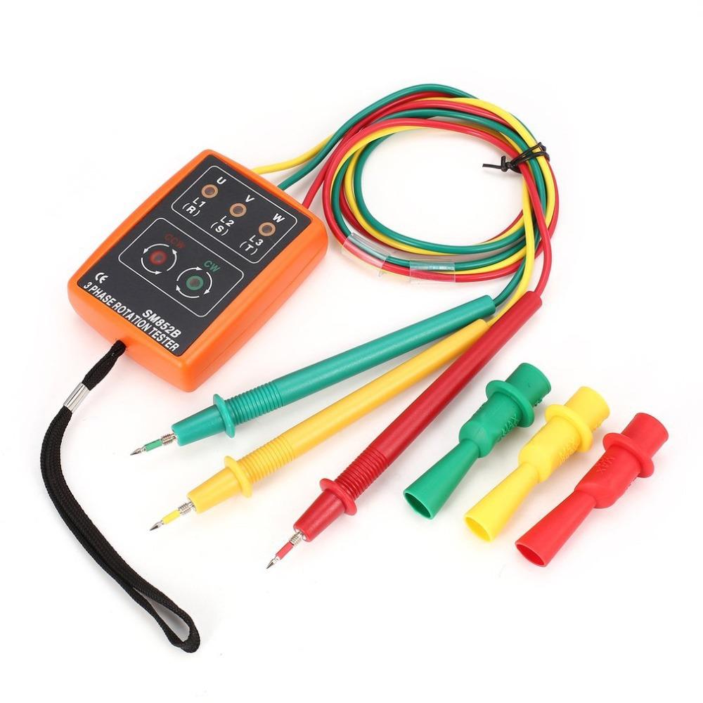 LED Indicator Phase Rotation Tester 60V-600V AC Phase Indicator Detector  For Electricians