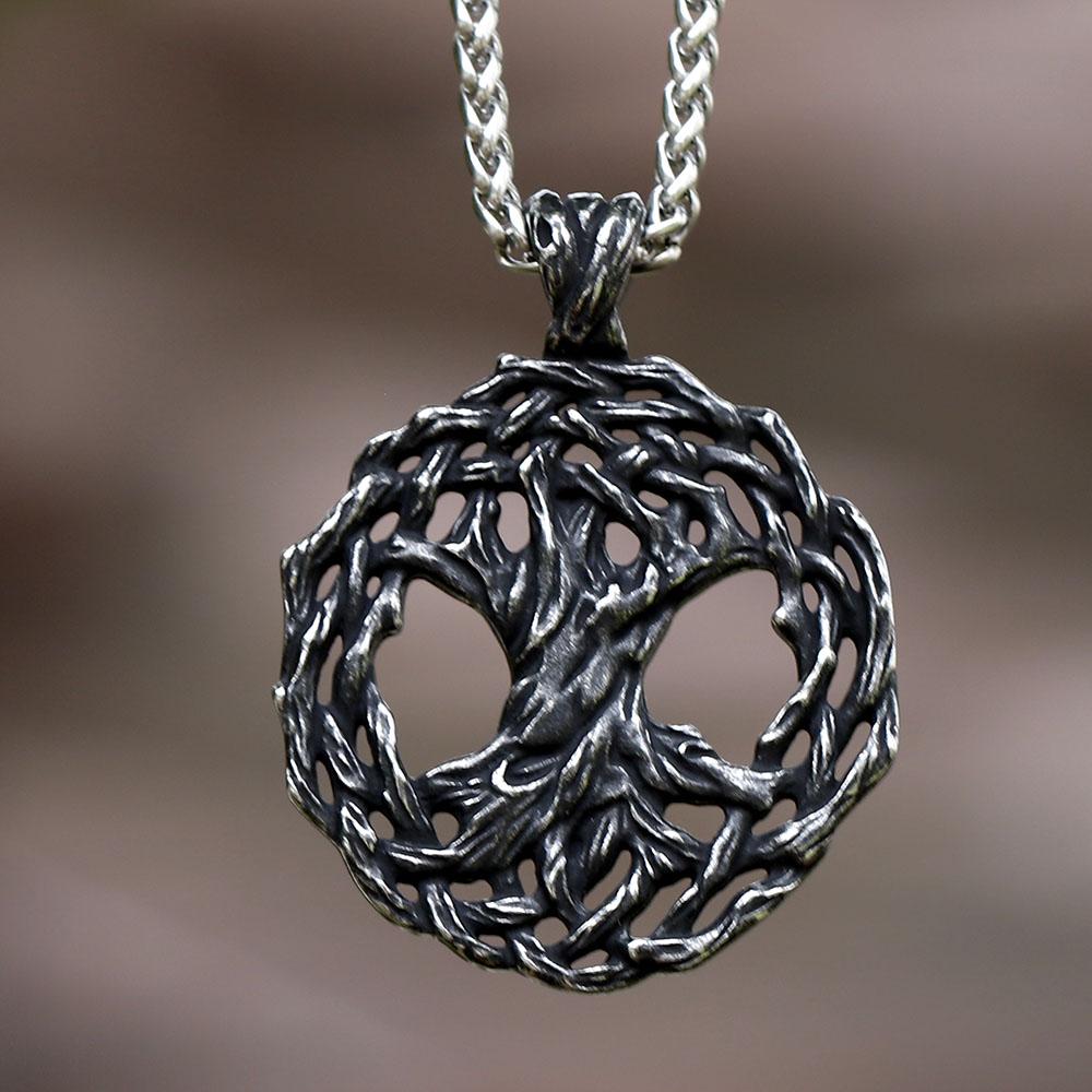 2024 New Vintage Stainless Steel Tree Of Life Pendant Necklace For Girl Boy Trendy Viking Jewelry Couple Gift