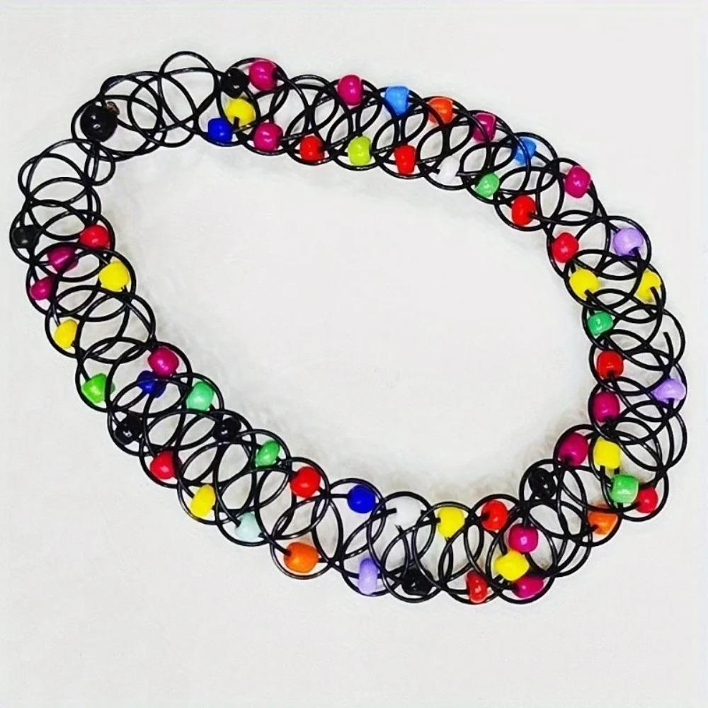 Vintage Elastic Braided Fish Thread Choker Gothic Colorful Necklace Fashion Punk Jewelry Gift for Women Girls
