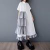 Short Sleeve Plus Size Cotton Mesh Vintage New In Dresses for Women Casual Loose Long Summer Shirt Dress