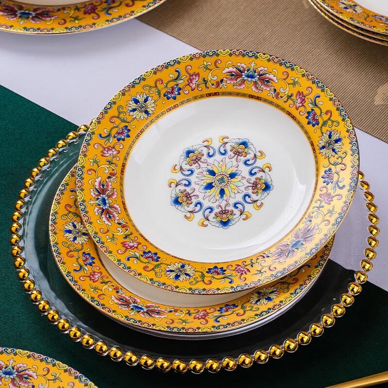 Linpan Hand-painted Dunhuang Enamel 80-Piece Luxury Dinnerware Set