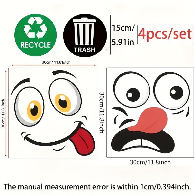 

4 шт. ПВХ наклейки на лицо - Самоклеящиеся, Одноразовые, Для внутреннего/наружного использования, Идеально подходят для стен, мусорных баков, холодильников и гладких поверхностей