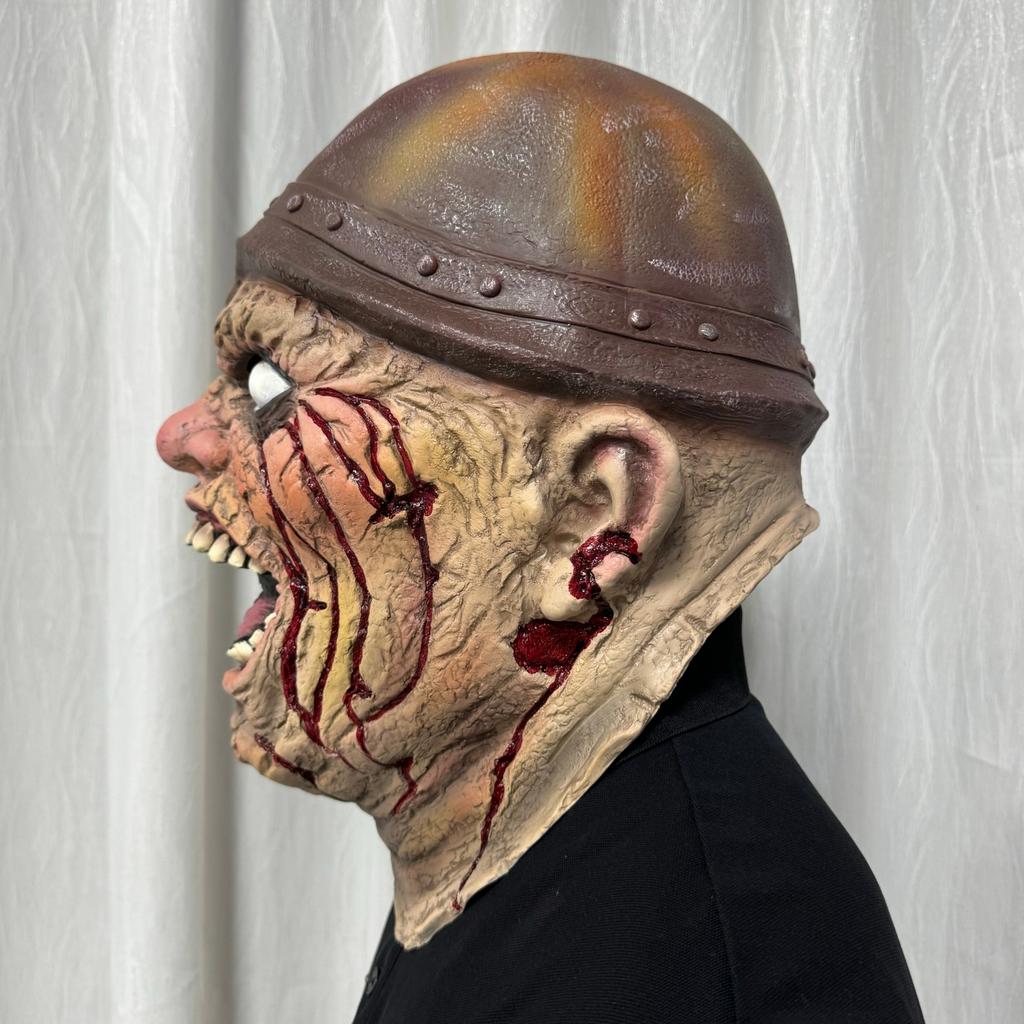 Bloody Miner Zombie Latex Full Head Mask Helmet Halloween Cosplay Props Haunted House Carnival Masquerade Horror Party Decor