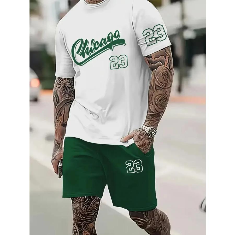 Summer New Men's Sports Set Short Sleeve T-shirt Set Casual Set Sports 3D Printed Street Wear Shorts 2-piece Set Men's Soft
