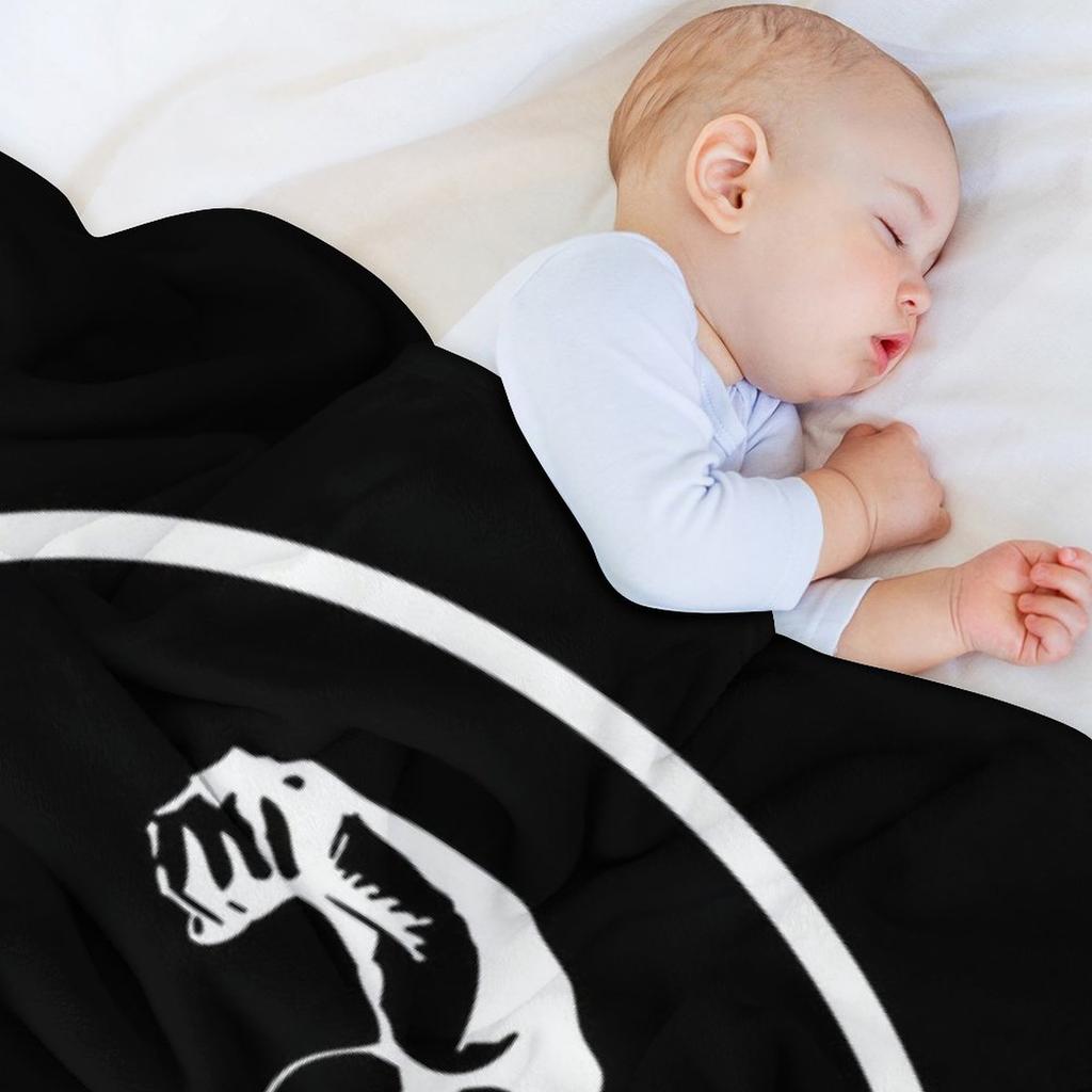 Bicep Logo (White on Black Disc) Throw Blanket Flannel Fabric Thermal Soft Plush Plaid Cute Plaid Blankets