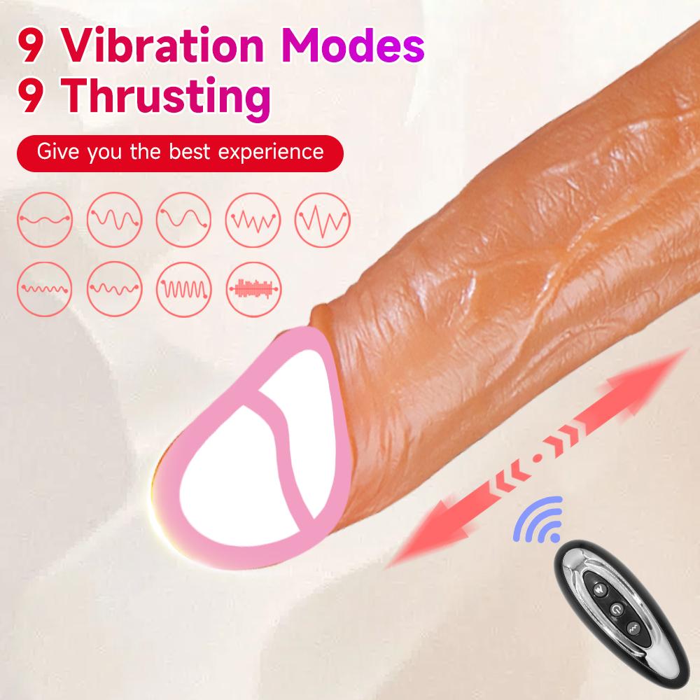 Remote Control Realistic Dildo Vibrator Heating Telescopic Vibrating Penis Vagina Anal Massager Masturbator Sex Toys for Women