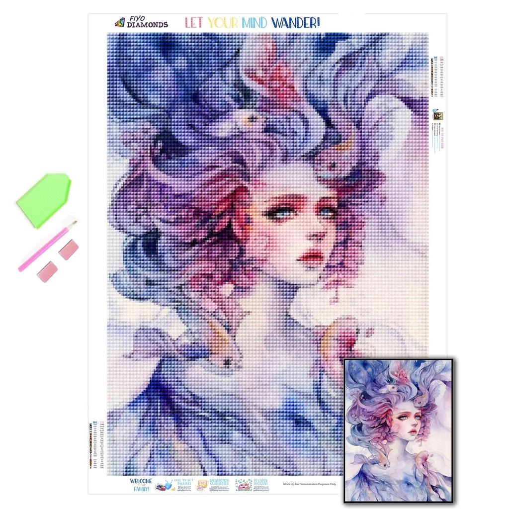 Full Square Diamond Painting Fish and Girl Cross Stitch New Arrival Diamond Embroidery Landscape Decor for Home Girl Gift