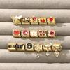 Vintage Zircon Cherry Heart Butterfly Star Bee Golden Italian Charm Links Fit 9mm Stainless Steel Bracelet Women DIY Making Gift