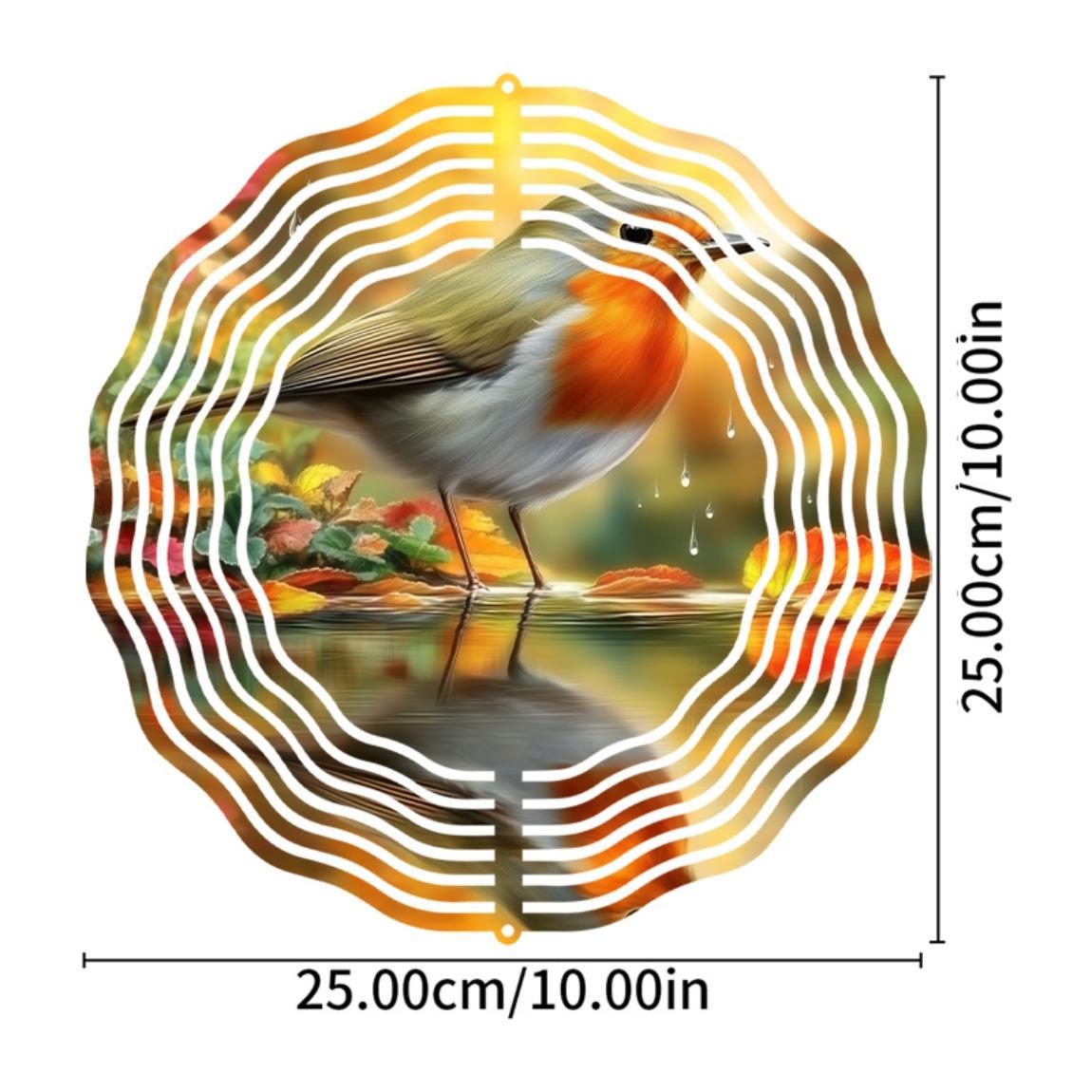 

Металлическая подвеска-колокольчик в виде малиновки с 3D вращающимся дизайном осенних листьев для декора открытого сада, балкона, патио, не требует батареек 01A