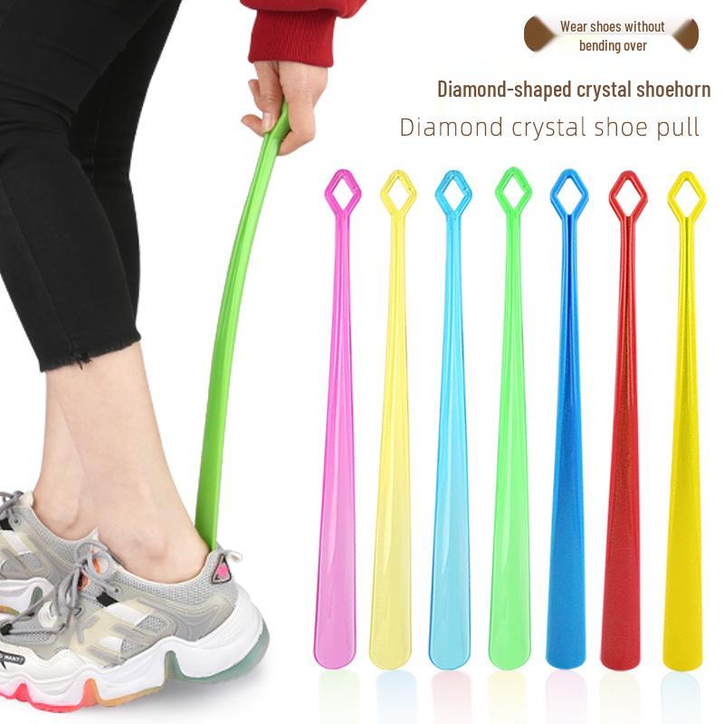 Crystal Smooth Long Handle Shoehorn - No Splinters, Pregnant Women and Elderly-Friendly, No Bending Needed, Hangable Design.