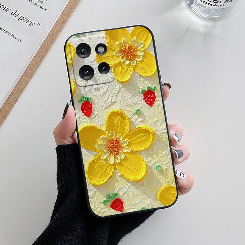 För Motorola Moto G75 Skal Härligt Tecknat Blomma Mjukt Silikon Telefonskydd För Moto G35 G55 5G E14 G04S G54 Power 5G Funda Coque