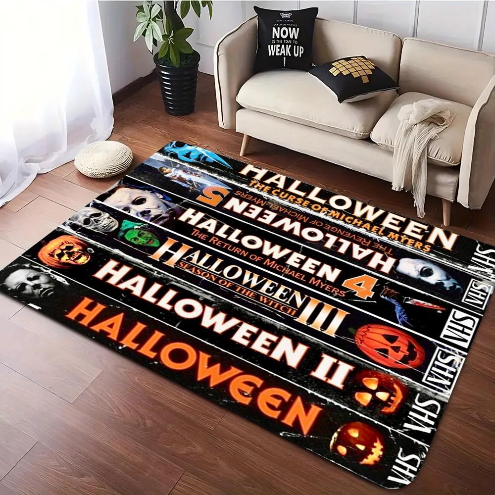 Retro Black Horror Film Themed Carpet Rug for Living Room Decor Soft Carpet Sofa Bedroom Nonslip Floor Mat for Fans Home Doormat
