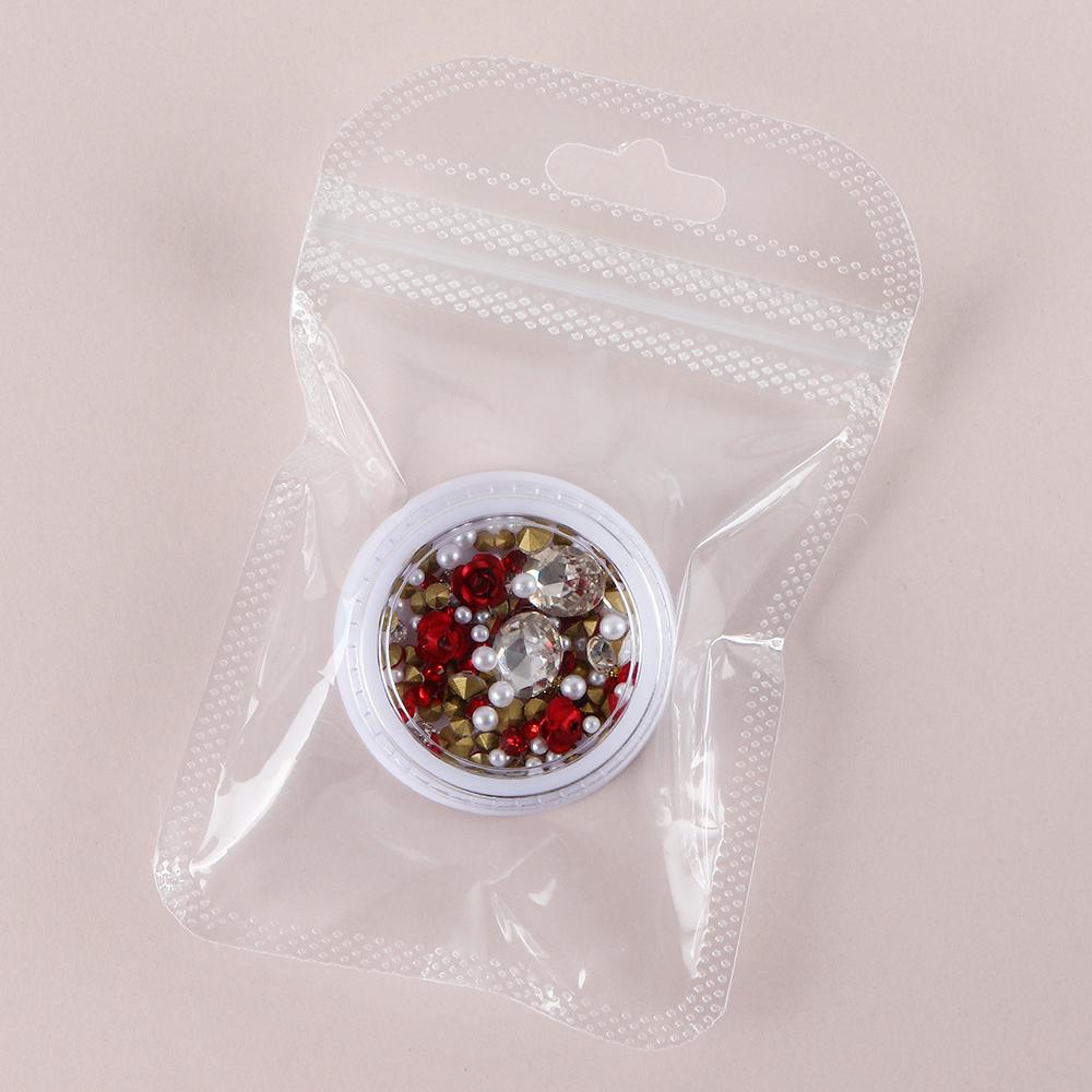 1pc Red 3D Alloy Rose Flower Nail Rhinestone Decoration Mix Simulation Pearls Charms Nail Accessories Valentine Manicure Supplies