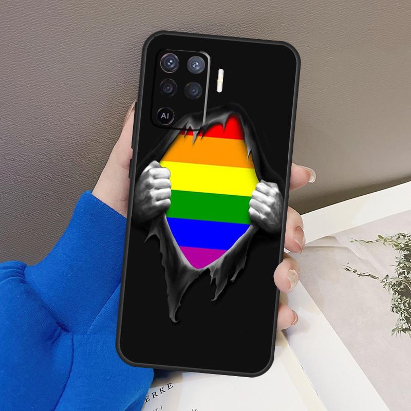 Gay Pride LGBT Rainbow Flag Case For Oppo A94 A74 A54 A80 A60 A40 A18 A38 A58 A78 A98 A96 A76 A16 A15 A17 A57 A77 A5 Pro
