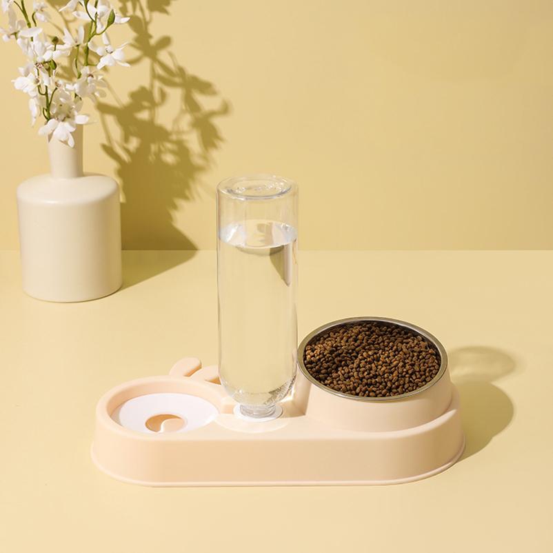 Futternapf für Katzen, automatisch, 2-in-1, Futternapf für Hunde und Katzen mit Trinkbrunnen, Einzelnapf, Trinknapf mit erhöhtem Ständer, Futternäpfe für Katzen