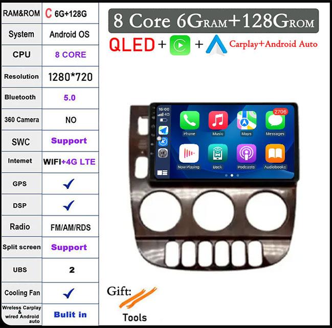 Android 14 For Mercedes Benz M-Class W163 ML1997 -2005 Car Radio Video Multimedia Player GPsNavigation Wireless Carplay