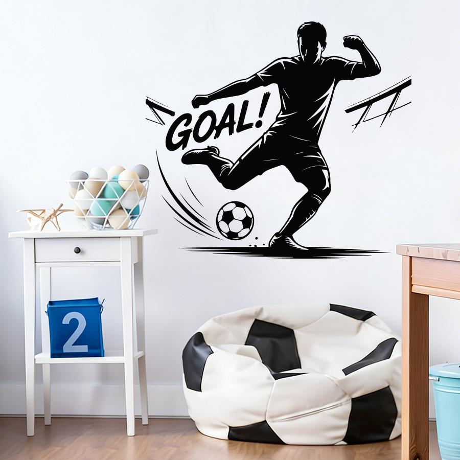 Football player silhouette wall sticker for boys room decor soccer vinyl decal inspirational sports mural