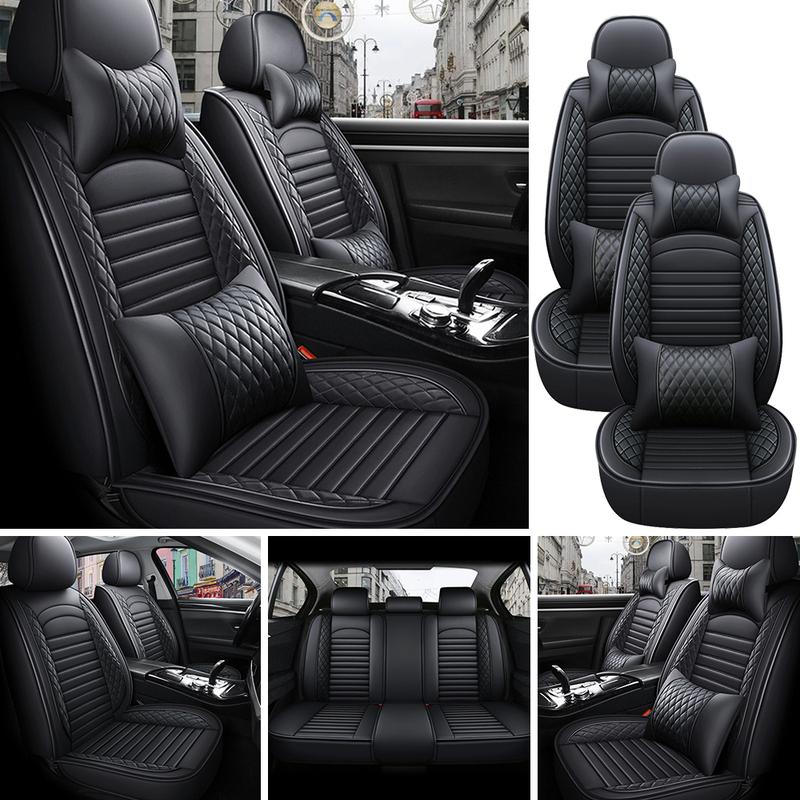 5-Seats PU Leather Universal Car Seat Covers Full Set Front Rear Seat Cushion Anti-scratch Protection For Sedan SUV Seat