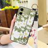 Durable Back Cover Phone Case For Samsung Galaxy A07 Flower Silicone Anti-knock Wrist Strap Shockproof Lanyard Anti-dust