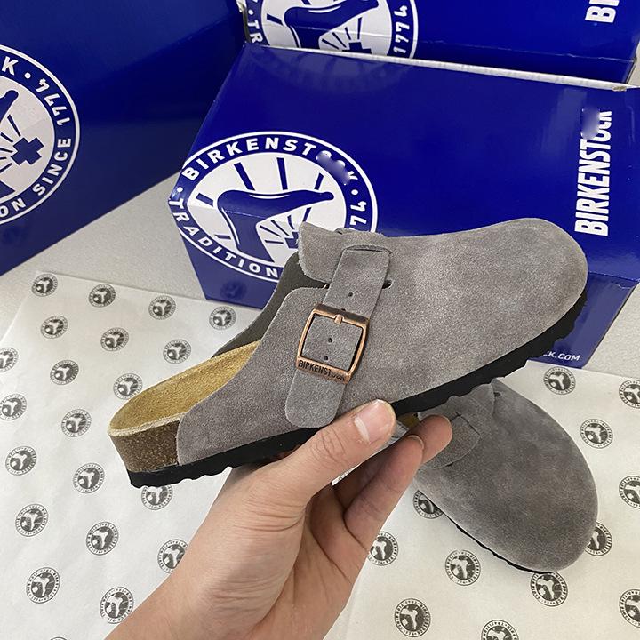 Unisex BK Pravá kůže Birkenstock Uzavřené Retro Mules s Korkovou Podrážkou – Pohodlné a Všestranné.