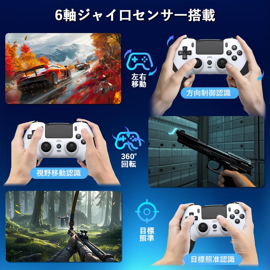Sungale PS4 Controller 2025 Upgraded with Back Bluetooth Macro 1000mAh Compatible with Headphone Hole PC 16 Hours of Continuous Japanese Instruction