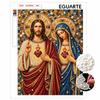 Kit Pittura con Perline e Diamanti Fai da Te Cuore Sacro di Gesù e Maria. adatto ai principianti. decorazione della parete di casa. regalo fatto a mano.