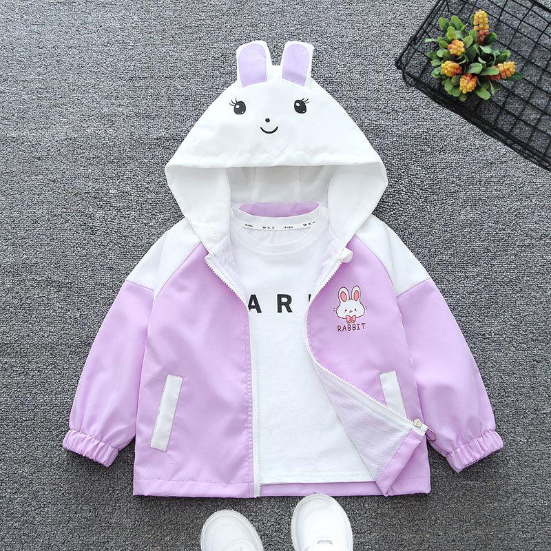 Adorable Rabbit - Patterned Casual Jackets with Ear - Shaped Hoods: Ideal for 3 - 10 - Year - Old Girls In Spring & Autumn