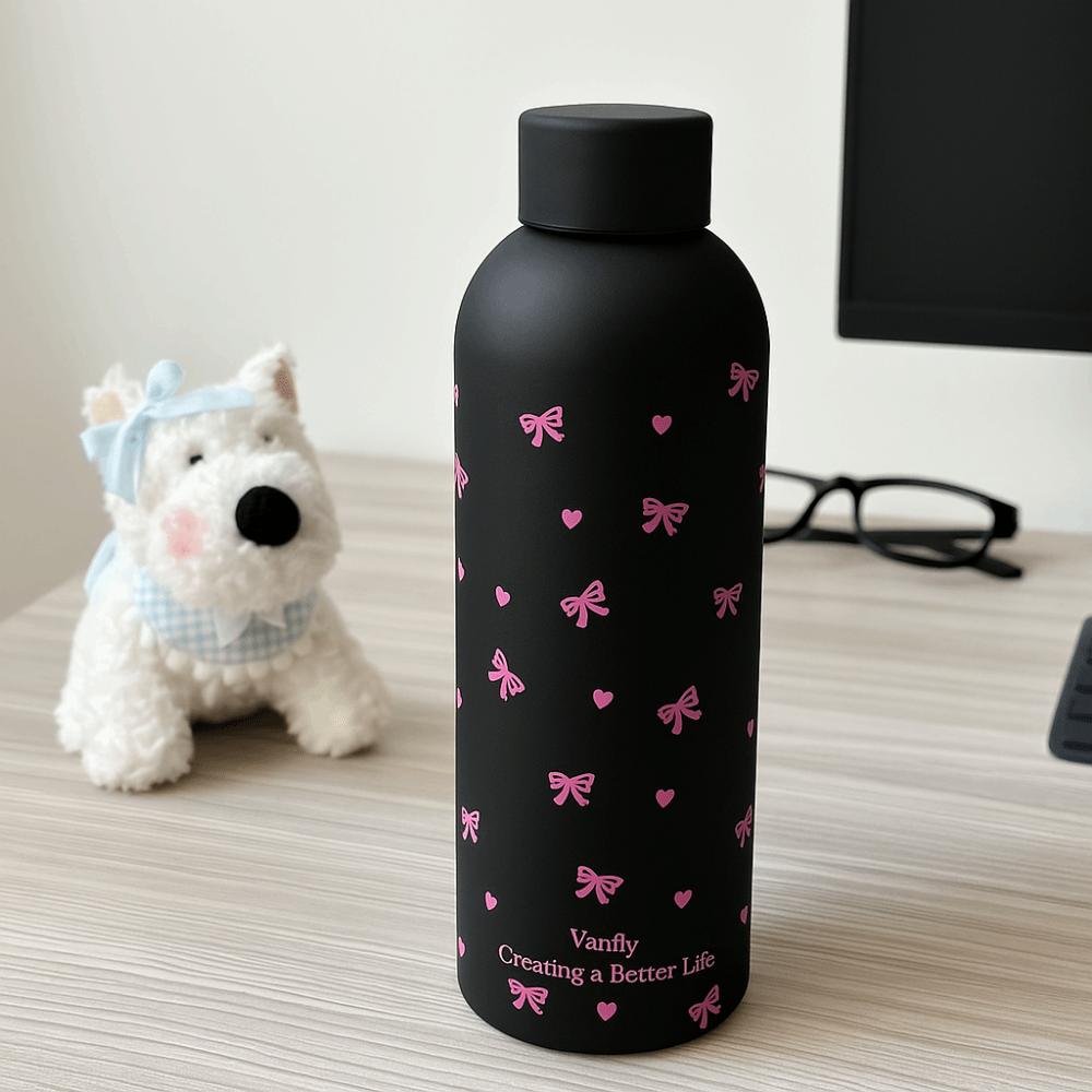 Bowknot Dachshund Insulated Cup 500ml Water Bottle Cute Travel Insulated Flask  Car Use