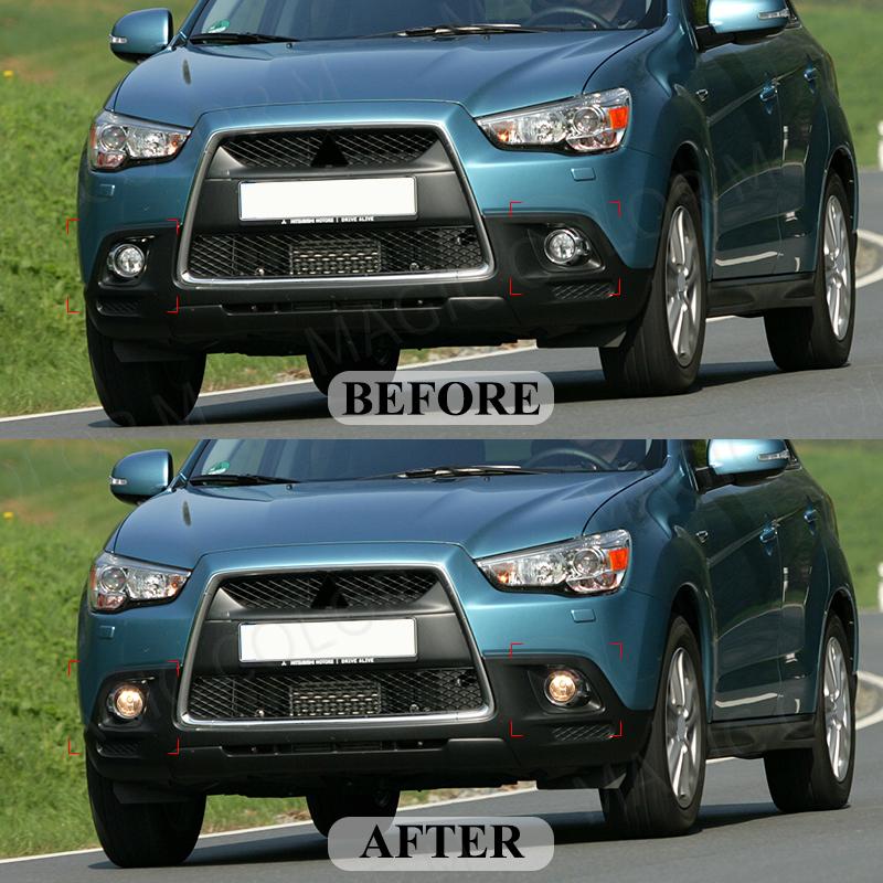 Für Mitsubishi ASX 2011 2012 2013 LED Nebelscheinwerfer Lampe Scheinwerfer Halogen Abdeckung Haube Rahmen Lünette Wasserdicht Auto Zubehör 12V