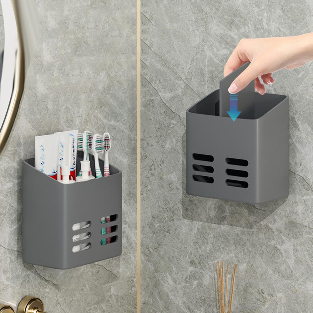 Wall Mount Bathroom Shelf Heavy Duty Toothbrush Holder with Drainage Holes Multifunctional Bathroom Rack Bathroom Accessories