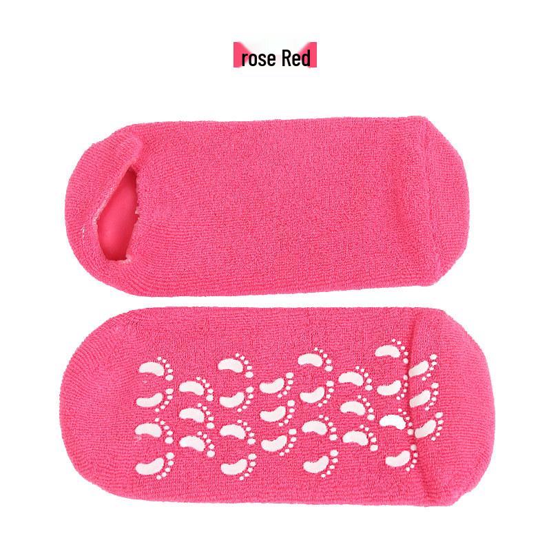 Silicone Gel Cotton Yarn Foot Whitening Socks with Adhesive Grip Strips