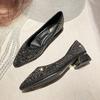 Spring Summer Women's Pointed Flats Shallow Diamond Soft Sole Butterfly Shoes Women Casual Boat Shoes Large Size