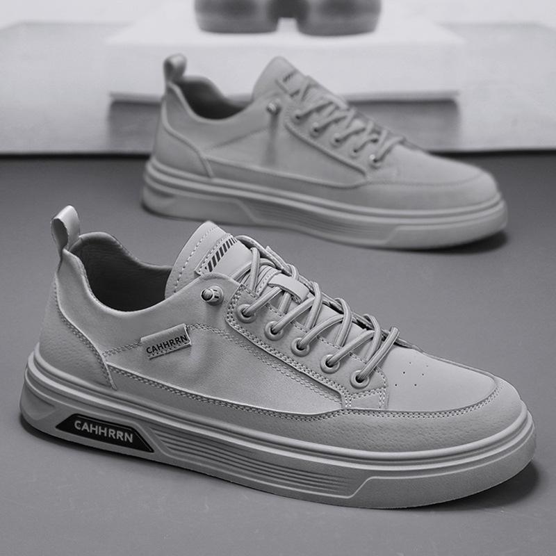 

New breathable outdoor men s versatile board shoes teen trend white shoes thick-soled low-top sports and leisure shoes 39 серый