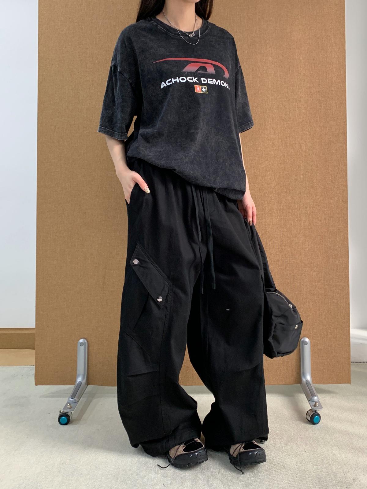 3L Women s High-Waist Wide-Leg Pants - Versatile, Elastic Waist, Spring Casual Drape (0012) M