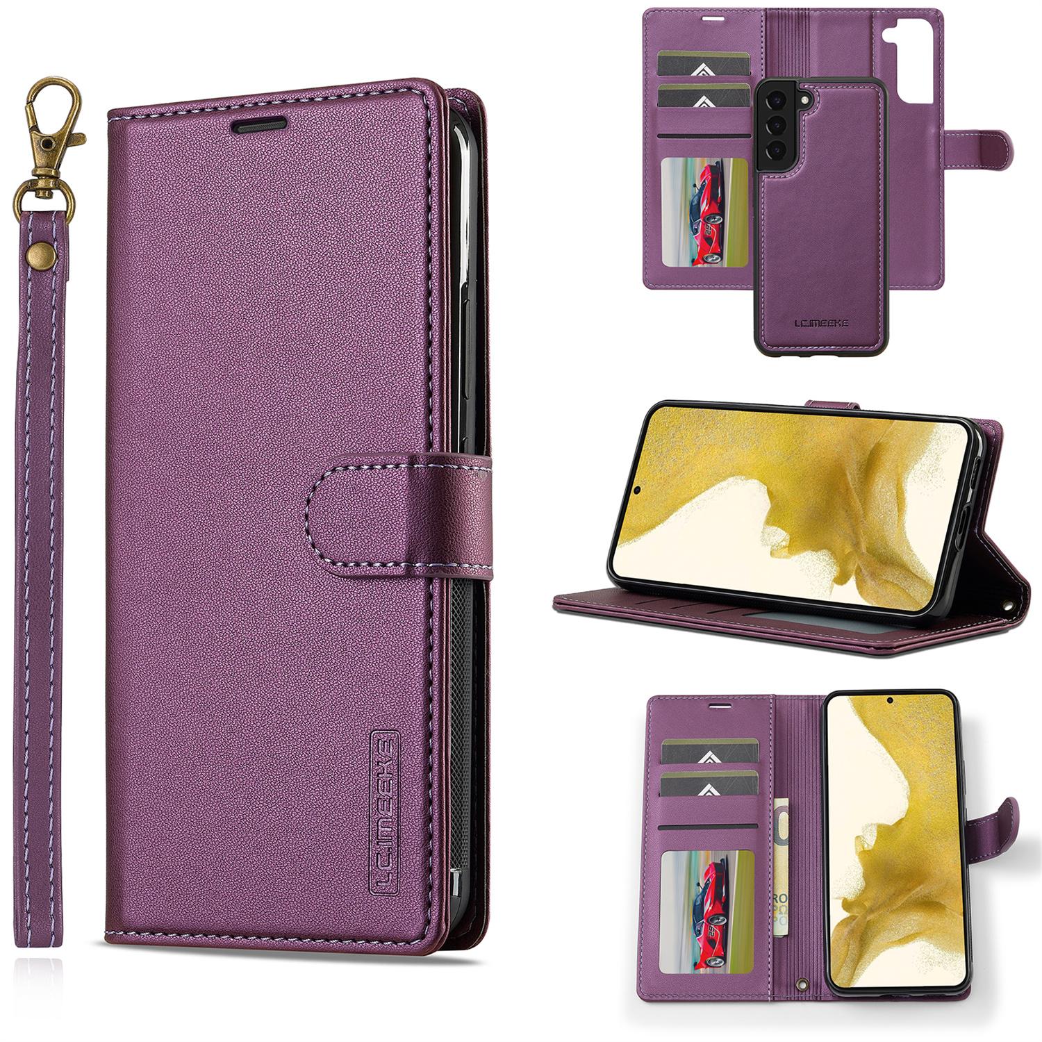 

LC.IMEEKE L2 Series for Samsung Galaxy S25+ Case PU Leather Wallet Detachable Magnetic Phone Cover Purple