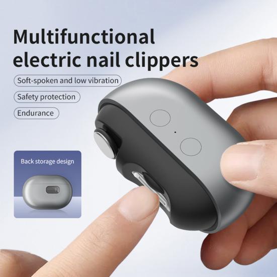Electric Nail Clipper Polisher with LED Light Type-C Rechargeable 3-In-1 Automatic Fingernail File Baby Kids Adults Seniors Manicure Trimmer