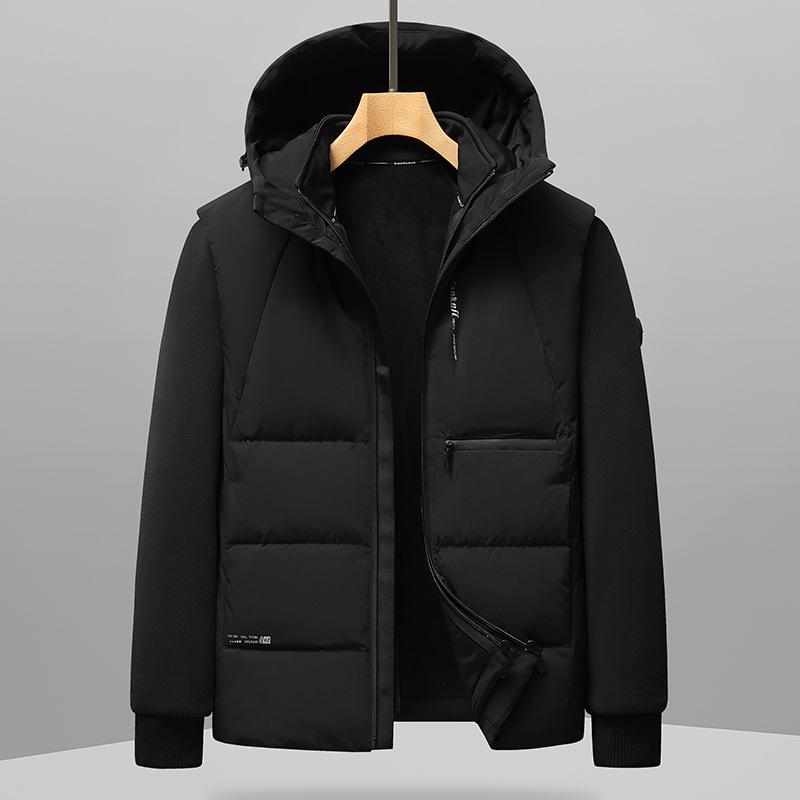 Men s Versatile Down Jacket & Fleece Hoodie Two-Piece Set 3XL