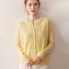 Women's 100% Pure Wool Saddle Shoulder Cardigan - Thin, Round Neck, Fine Knit, Long Sleeve for Simple Commute