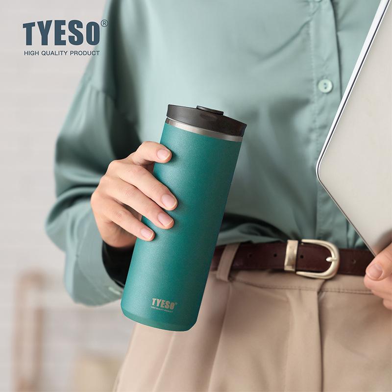 Tyeso French Press Coffee Mug 304 Stainless Steel Thermoses Travel Mug Portable Cold Brew Coffee Maker Tea Infuser Insulated Cup