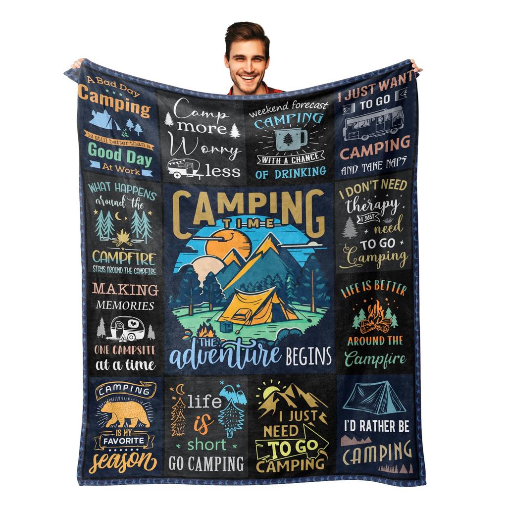 Camping Series Green Tree Printed Blanket Men'S And Women'S Four Seasons Available Soft Blanket Flannel Blanket