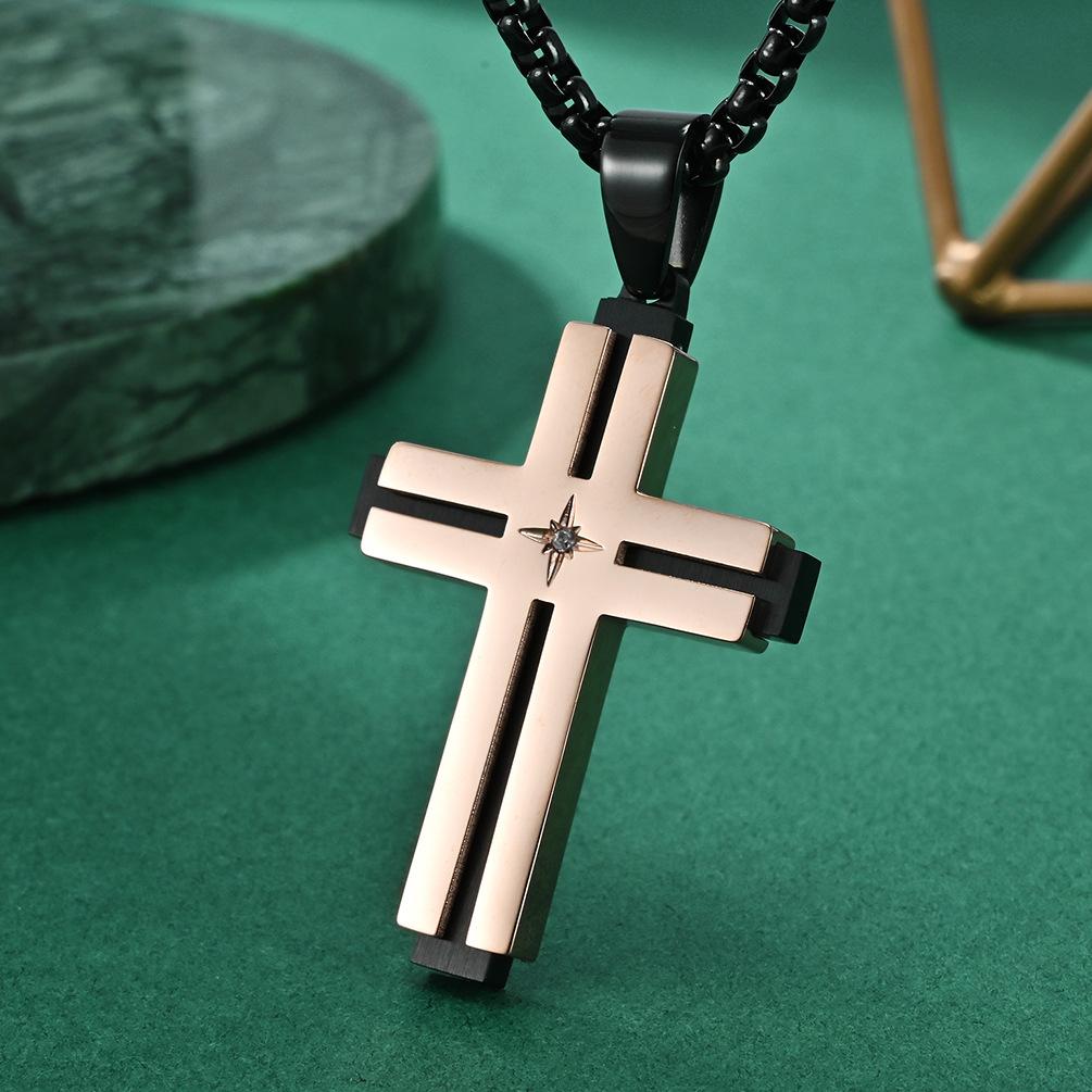

Jewelry Set with Diamonds, Cross Pendant, Collarbone Chain, Men s Classic Personality, Simple and Versatile Necklace, 2025 3MM+60CM