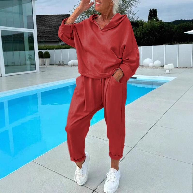 Women's Casual Hoodie and Jogger Set, Loose Fit Sportswear, Multiple Color Options