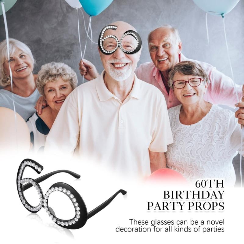 Number Crystal Frame Party Dress-up Glasses for Adults Birthday Christmas Party