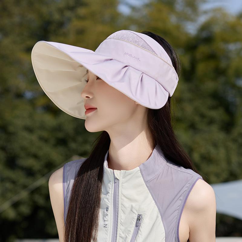 

Letter empty top hat women s spring summer big eaves UV protection face small visor outdoor climbing bucket hat （56-60）