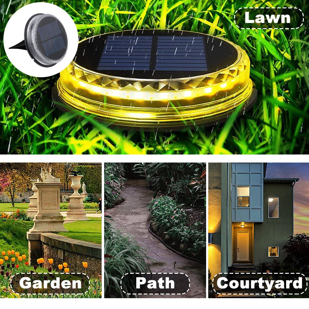 Solar Buried LED Lights Outdoor Waterproof Courtyard Garden Insert Ground Color/Warm/White Lawn Landscape Light for Home Yard