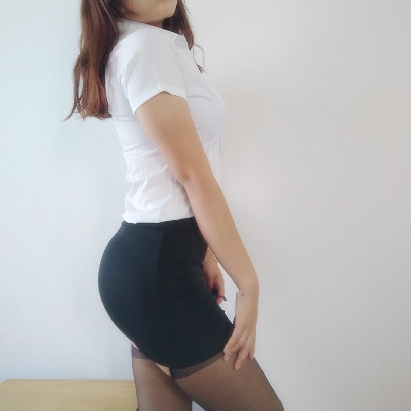 Sexy Cosplay Secretary Uniform Shirt and Short Skirt Set Two Piece Cosplay Costume