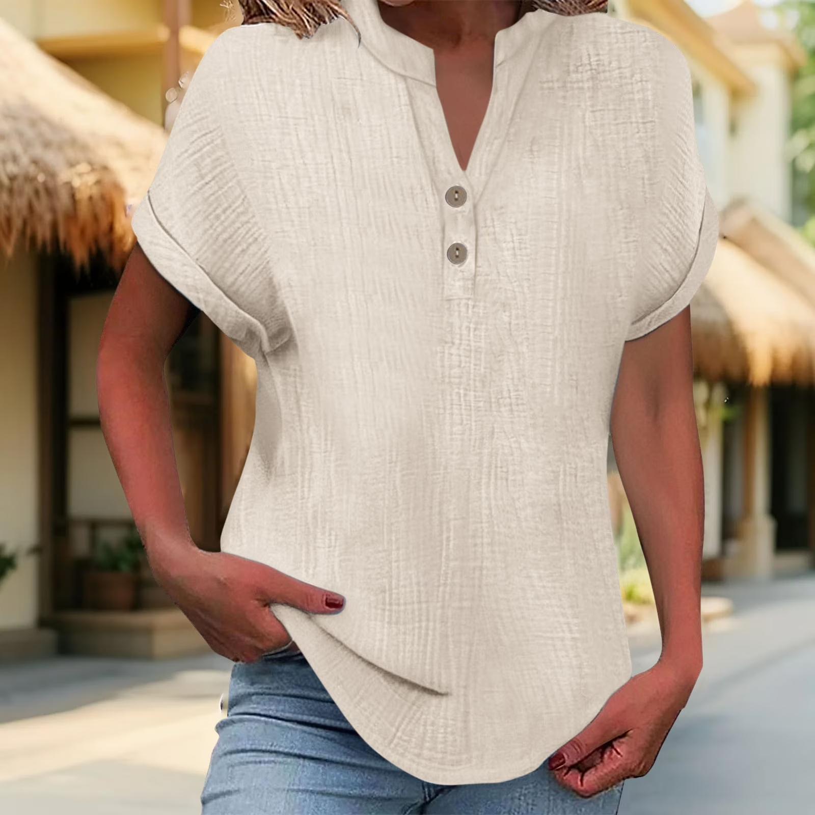 Women s Fashion Round Neck Neckless T-Shirt Slim Colour Short Sleeve Top L